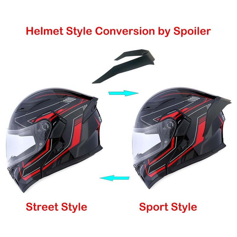 1Storm Motorcycle Modular Full Face Helmet Flip up Dual Visor Sun Shield: HB89 Arrow Red - Image 3